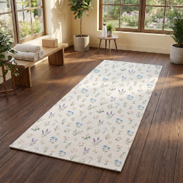Cottagecore Tuin Blauwe Waterverf Wildbloem Yogamat