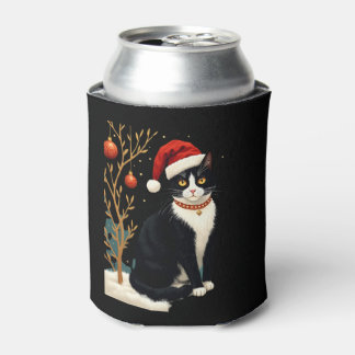 Cottagecore Tuxedo Cat Funny Xmas Aesthetic Santa  Blikjeskoeler