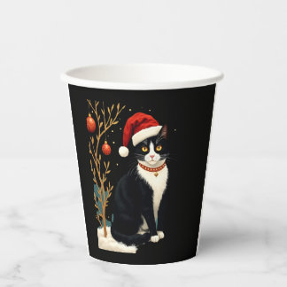 Cottagecore Tuxedo Cat Funny Xmas Aesthetic Santa  Papieren Bekers