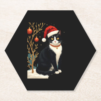 Cottagecore Tuxedo Kat Grappig Kerstmis Aesthetic  Kartonnen Onderzetters