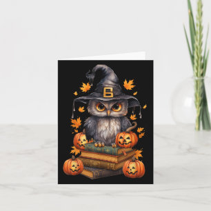 Cottagecore Uil Heksenhoed Op Boek Pompoen Hallowe Kaart