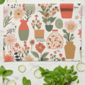 Cottagecore Vaas en Bloemen Theedoek (Gevouwen)