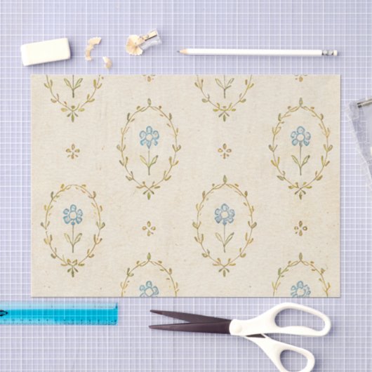 Cottagecore Vintage Bloemmotief Tissuepapier (Craft)