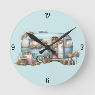 Cottagecore Vintage Bloemrijke Camper Boho Accente Ronde Klok