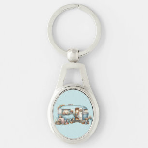Cottagecore Vintage Bloemrijke Camper Boho Accente Sleutelhanger