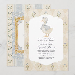 Cottagecore Vintage Silly Goose Baby Shower Kaart