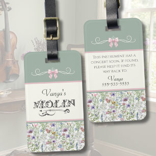 Cottagecore Vioolleerling Instrumentenhoes Label Bagagelabel