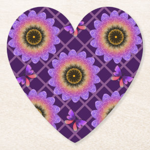 Cottagecore Vlinder & Bloem Grid Patroon Kartonnen Onderzetters