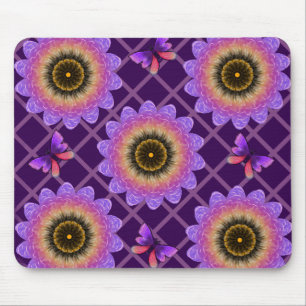 Cottagecore Vlinder & Bloem Grid Patroon Muismat