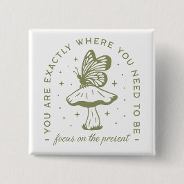 CottageCore vlinder paddestoel esthetische citaten Vierkante Button 5,1 Cm