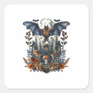 Cottagecore Vlinders Vleermuizen En Paddenstoel Ma Vierkante Sticker