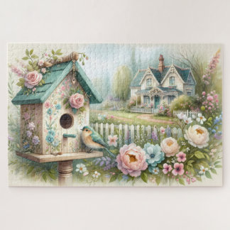 Cottagecore Vogelhuis met Bloementuin Legpuzzel