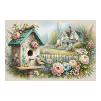 Cottagecore Vogelhuis met Bloementuin