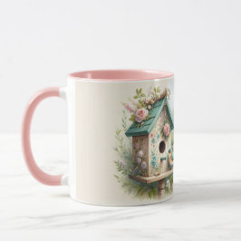 Cottagecore Vogelhuisje met Bloementuin Mok