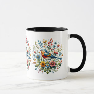 Cottagecore Vogels en bloemen Mok