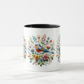 Cottagecore Vogels en bloemen Mok (Midden)