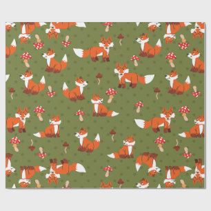 cottagecore vos paddenstoel bos bosland stippen cadeaupapier