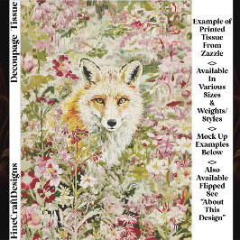Cottagecore Vos, Wilde Bloemenwei EX4L Decoupage Tissuepapier