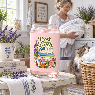 Cottagecore Wasmachine Lavendel Bloemstuk Linnen Blikvorm Glas