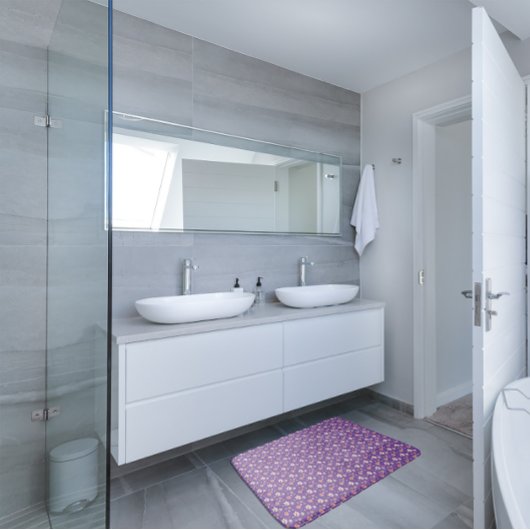 Cottagecore waterverf bloemenlavendelpatroon badmat