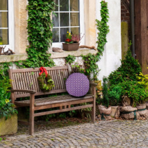 Cottagecore waterverf bloemenlavendelpatroon rond kussen