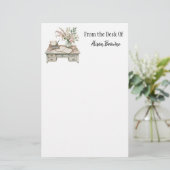 Cottagecore Waterverf Schrijftafel Notitieblok Briefpapier (Staand voorkant)