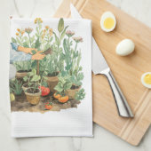 Cottagecore Waterverf Tuin Meisje Handdoek (Quarter Fold)