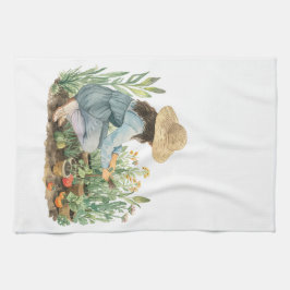 Cottagecore Waterverf Tuin Meisje Handdoek