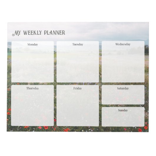 Cottagecore weide wekelijkse planner notitieblok (Voorkant)