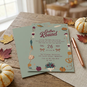 Cottagecore Whimsische Danketdiner Verzamelplek Kaart