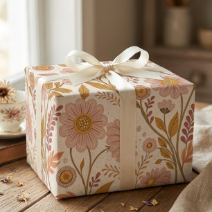 Cottagecore Wilde Bloem Verjaardag Bloemstuk Moede Cadeaupapier