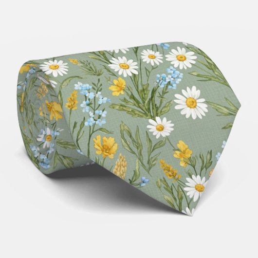 Cottagecore Wildflower Meadow Stropdas (Opgerold)