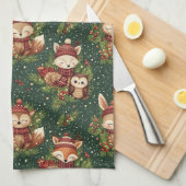 Cottagecore Winter Bosdier Patroon Theedoek (Quarter Fold)