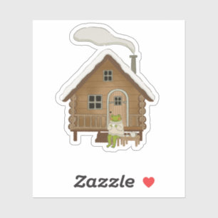 Cottagecore Winter Kikker Illustratie Cadeau Sticker