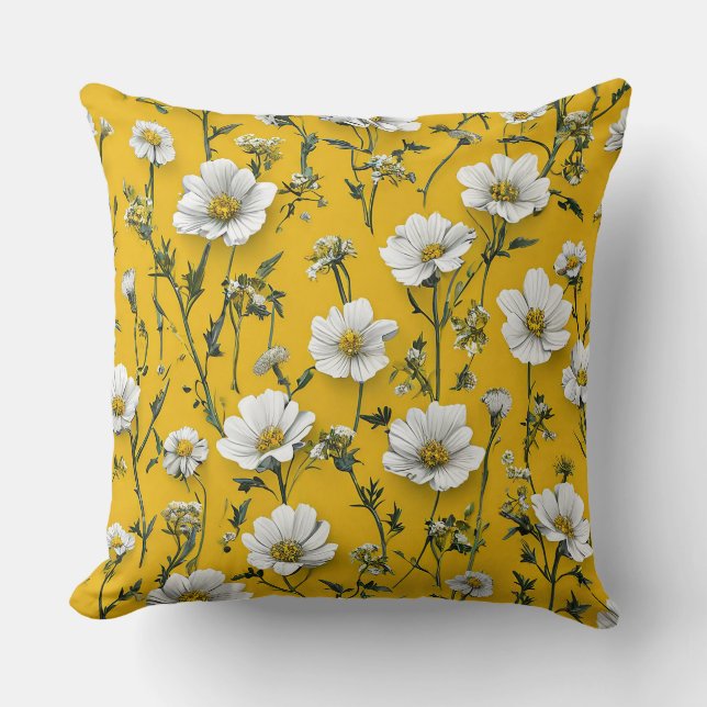 Cottagecore Witte bloemen Zachte slaapkameraccent Kussen (Voorkant)