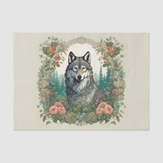 Cottagecore Wolf Decoupage Tissuepapier (Voorkant)