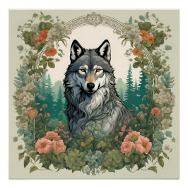 Cottagecore Wolf Perfect Poster