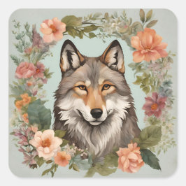 Cottagecore Wolf Vierkante Sticker