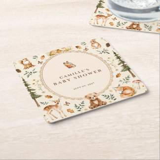 Cottagecore Woodland Baby Shower Uitnodiging Bos Kartonnen Onderzetters