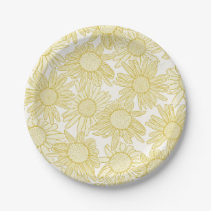 Cottagecore Yellow Daisy Flowers Papieren Bordje
