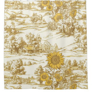 Cottagecore Zonnebloem Platteland Toile (5) Douchegordijn