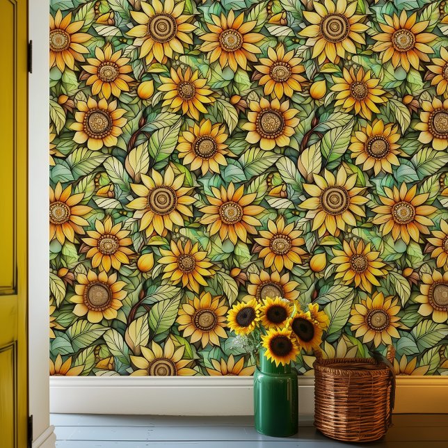 Cottagecore Zonnebloemen Behang (Creator heeft geüpload)