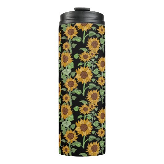 Cottagecore Zonnebloemen Patroon Thermosbeker (Voorkant)