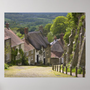 Cottages bij Gold Hill, Shaftesbury, Dorset, Poster
