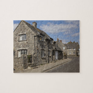 Cottages, Corfe Castle dorp, Dorset, Engeland, Legpuzzel