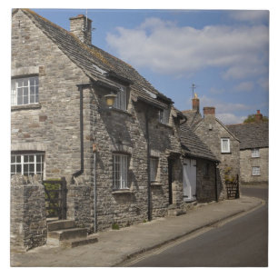 Cottages, Corfe Castle dorp, Dorset, Engeland, Tegeltje