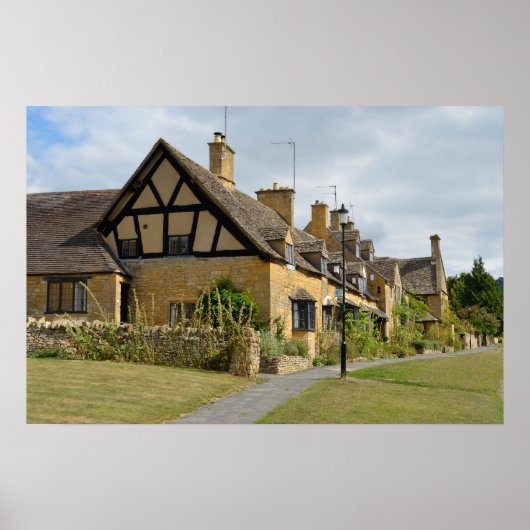 Cottages in Broadway, Cotswolds poster print (Voorkant)