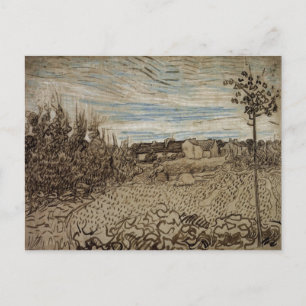 Cottages, Woman in Foreground, Vincent van Gogh Briefkaart