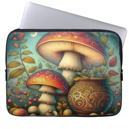 Cottagewitch Mushroom Folklore Spooky Boho Fantasy Laptop Sleeve