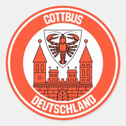 Cottbus Round Embleem Ronde Sticker (Voorkant)